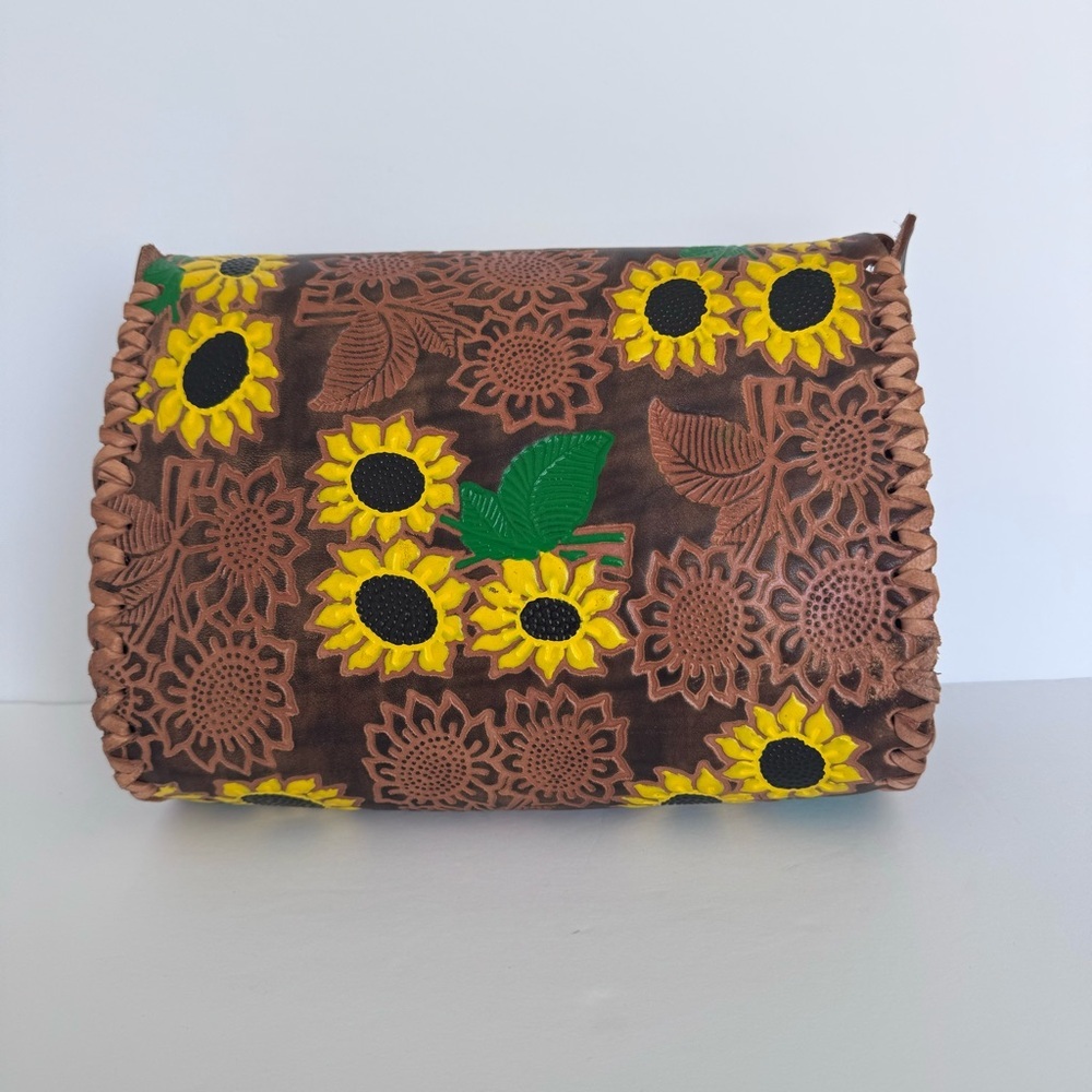 Hand Tooled Leather Floral Shoulder Bag - Picture 7 of 14